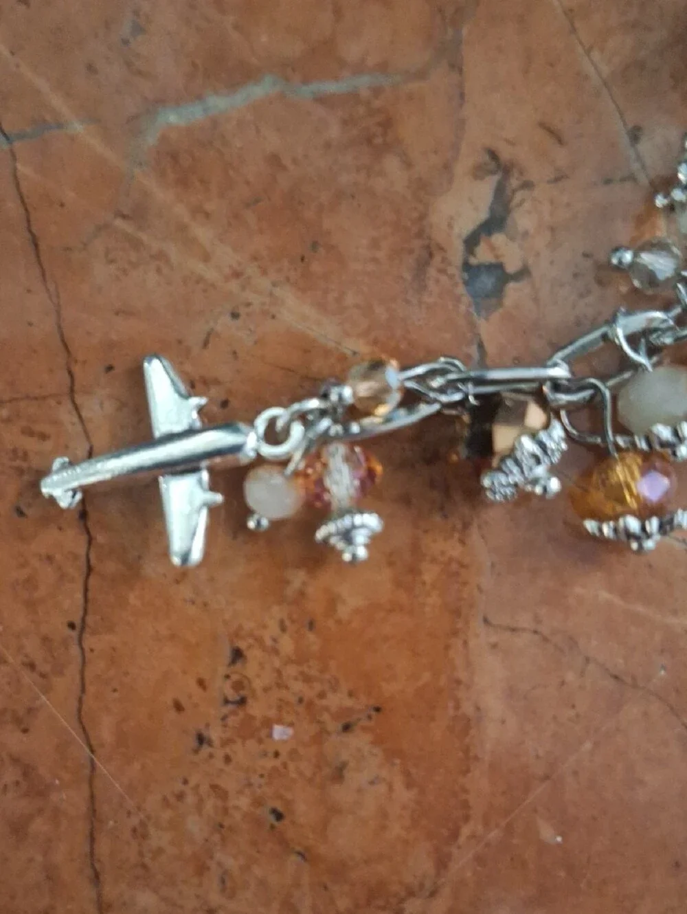 Designer-upcycled Brown and Silver Beaded Dangle Keychain Bag Charm